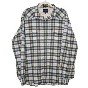 Lucky Brand Mens Western Long Sleeve Snap-Up‎ Plaid Shirt XXL White Multi Cotton
